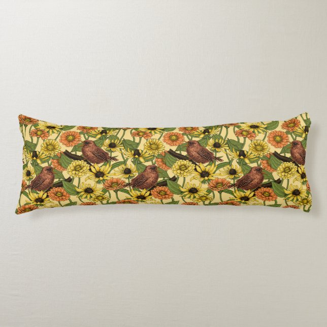 Cojín Arenas y flores de amarillo pálido (Anverso)