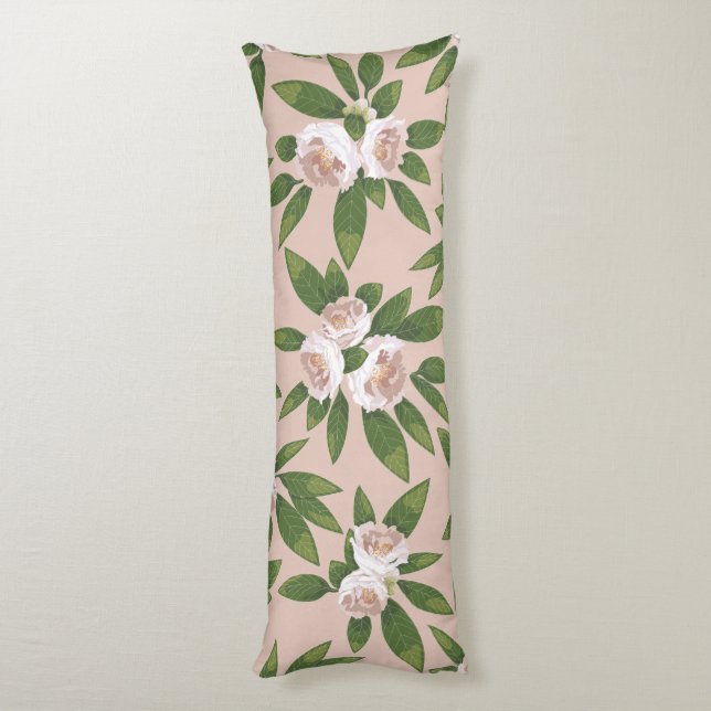 Cojín Armonía de los Jardín Crema: Camellias y vegetació (Atrás (Vertical))