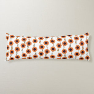 Cojín Art Nouveau Girasol Retro Floral Rayas Naranja