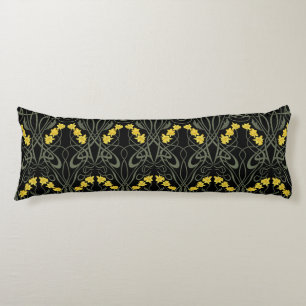 Cojín Art Nouveau Narcisos Amarillos y Tallos Negro