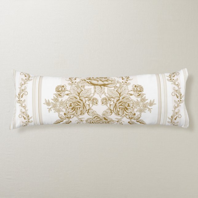Cojín Art Nouveau, Toile, floral, patrón, beige, moda, e (Anverso)