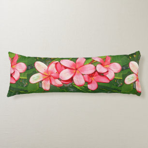 Cojín Arte de Frangipani Tropical Rosa