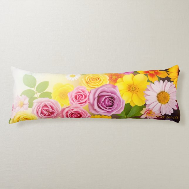 Cojín Arte de gradiente floral vibrante - Rosa Amarillo  (Anverso)