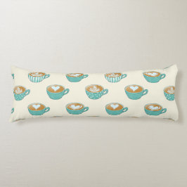 Cojín Arte de latte en tazas de café azul