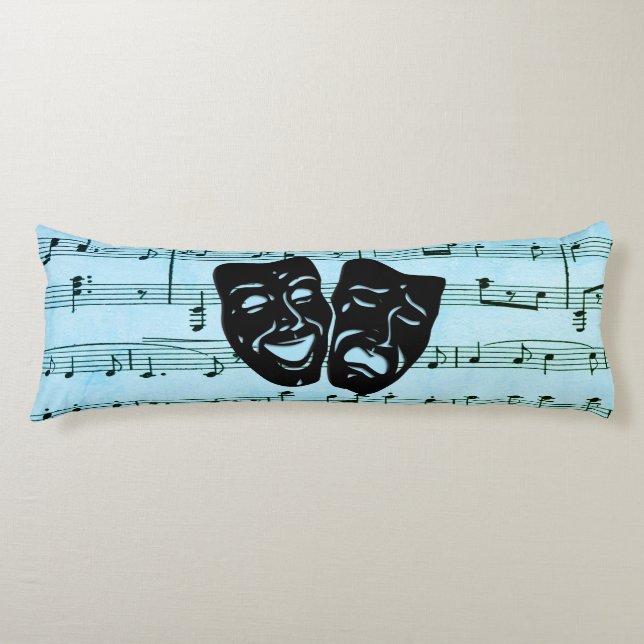 Cojín Arte de música azul une máscaras de teatro (Anverso)