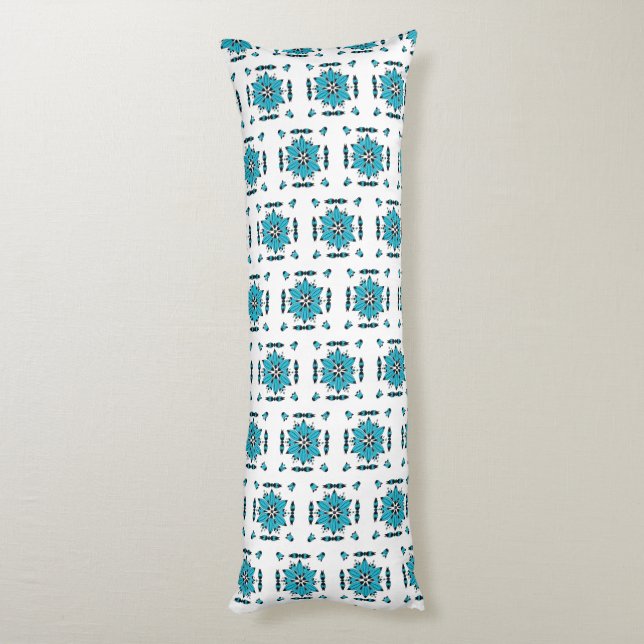 Cojín Arte folclórico azul húngaro con motivos florales (Atrás (Vertical))