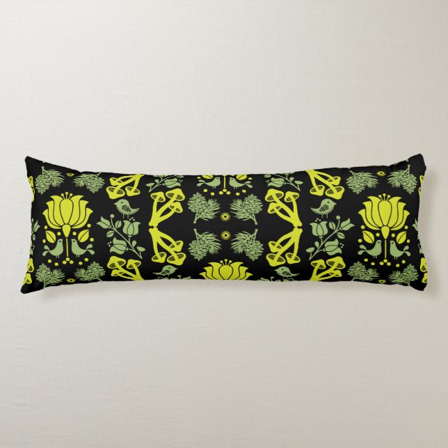 Cojín Arte folclórico de hongos forestales nórdicos (Anverso)