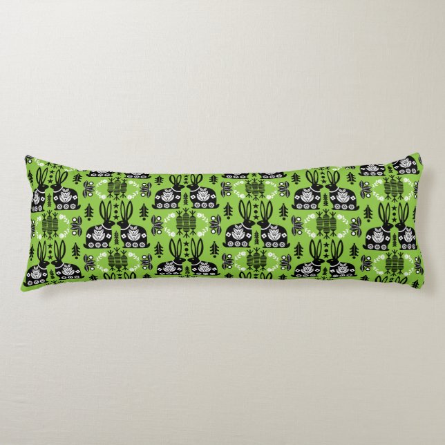 Cojín Arte folclórico nórdico escandinavo conejo (Anverso)