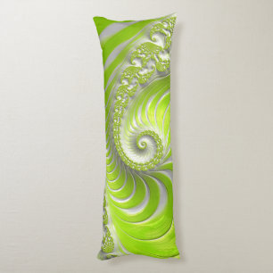 Cojín Arte fractal en espiral abstracto moderno en verde