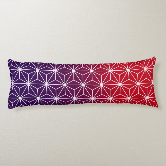 Cojín Asanoha rojo y morado japonés (Reverso)