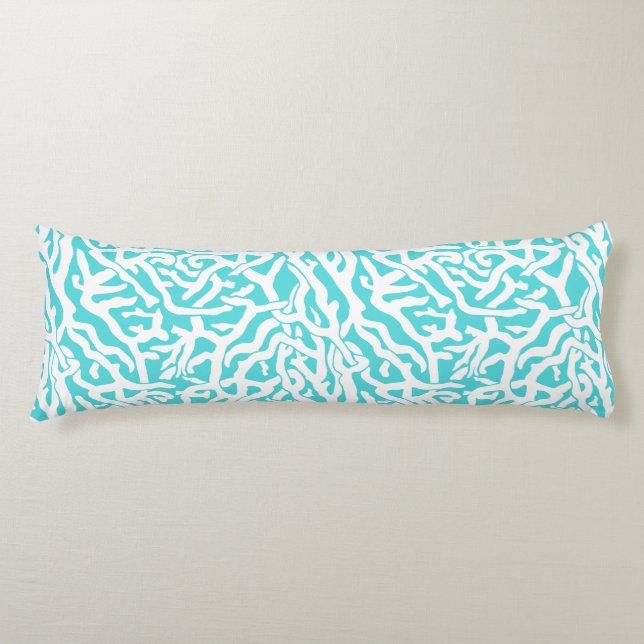 Cojín Azul blanco náutico del modelo del arrecife de (Anverso)