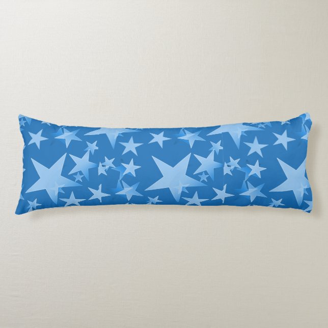 Cojín Azul con Estrellas Blancas Personalizado Algodón (Anverso)