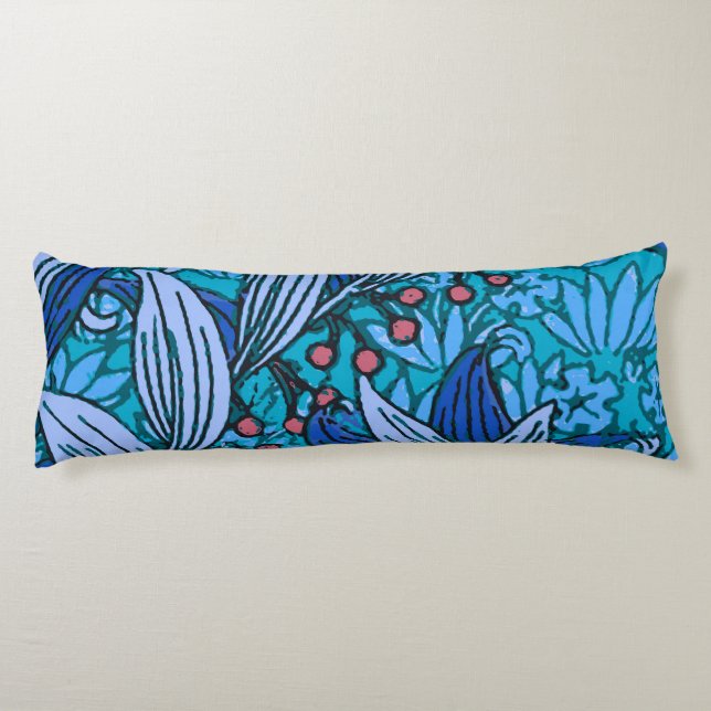 Cojín Azul Floral Antiguo Boho Moderno (Reverso)