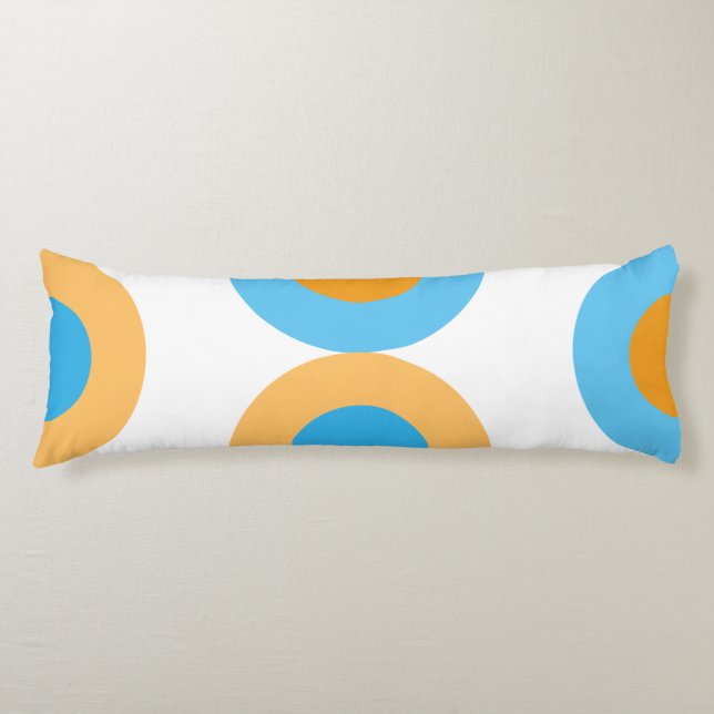 Cojín Azul geométrico moderno y amarillo (Anverso)
