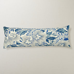 Cojín Azul Vintage Floral Asiático: Chinoiserie Antiguo