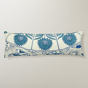 Cojín Azul Vintage Floral Asiático: Chinoiserie Antiguo