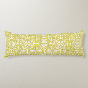 Cojín Azulejo marroquí - amarillo mostaza y blanco