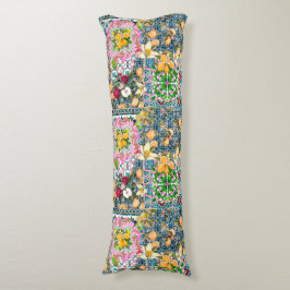 Cojín azulejos florales de cítricos sicilianos de color