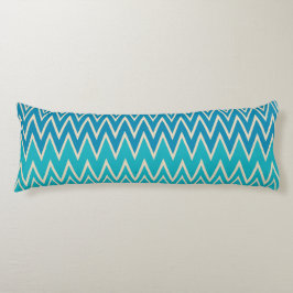 Cojín Azules verde azulados, turquesa y zigzags verdes