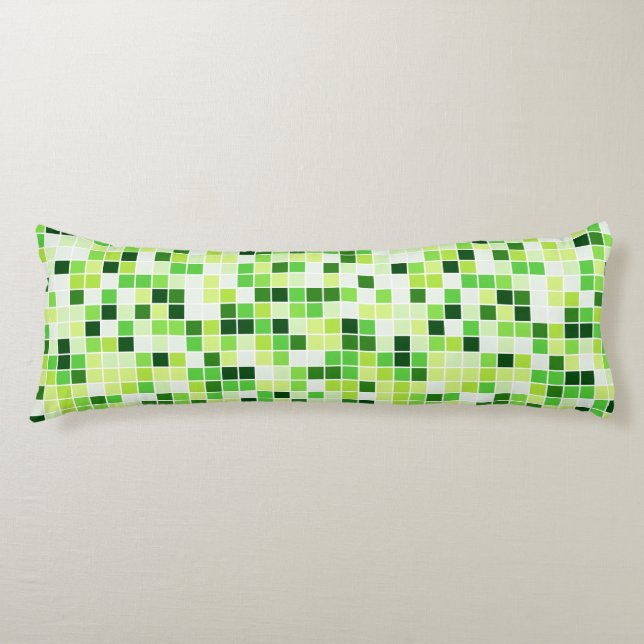 Cojín Baldosas de piscina, mosaicos verdes, patrón geomé (Anverso)