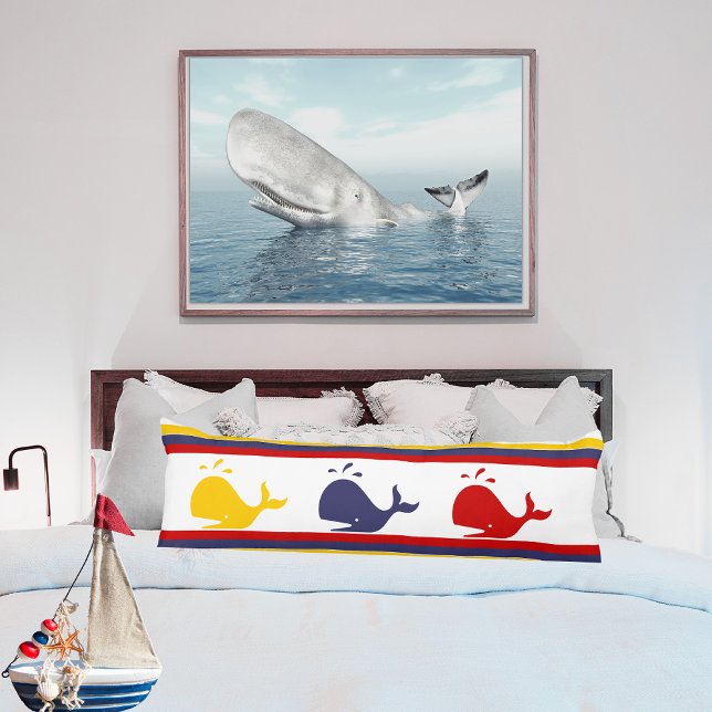 Cojín BALLENA azul azul marino rojo azul marino a rayas (Subido por el creador)