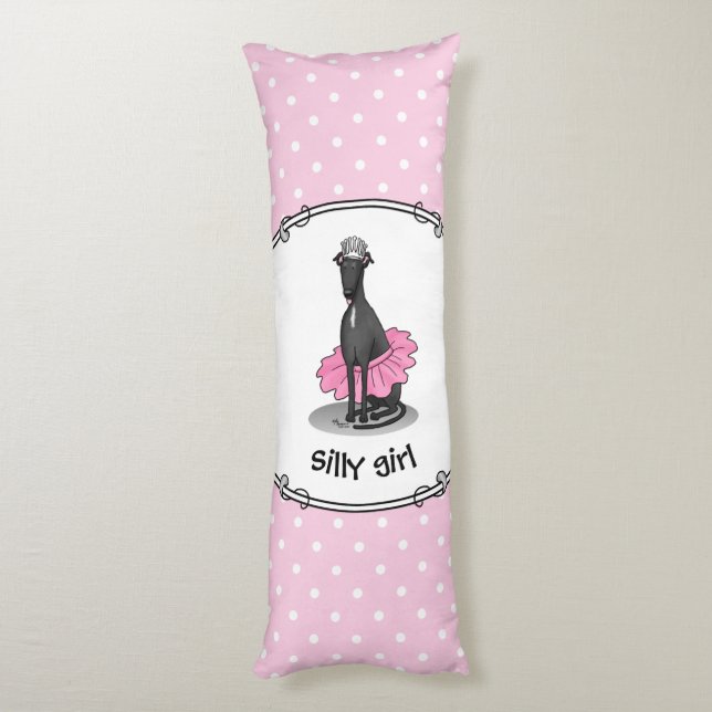 Cojín Ballet Ballerina Princess Greyhound Dog (negro) (Atrás (Vertical))