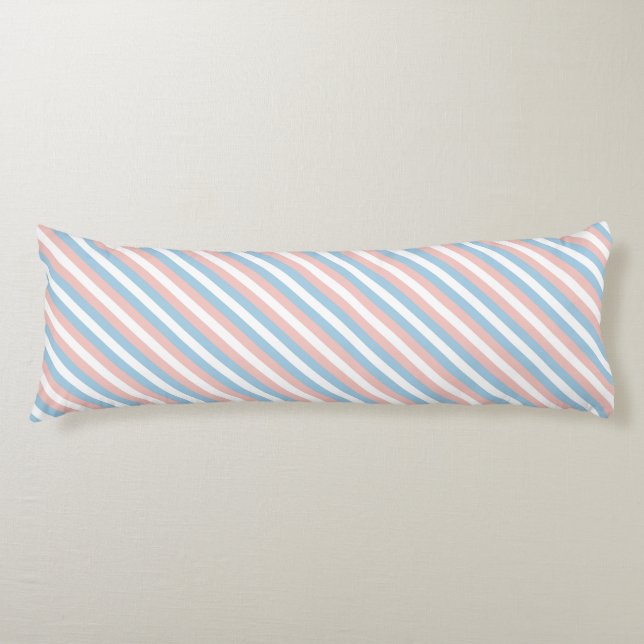 Cojín Banda diagonal rosa, azul y blanca (Anverso)