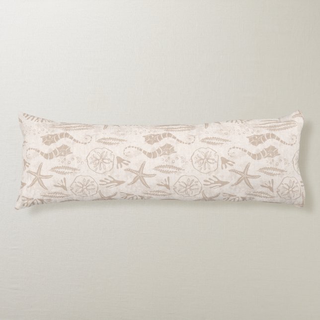 Cojín Bandas de caballito de mar de arena náutica-beige  (Anverso)