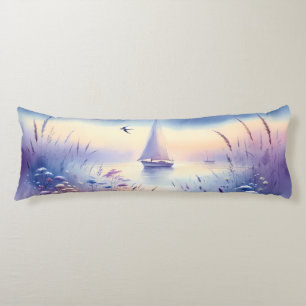Cojín Barco de vela pastel Paisaje soñado costero