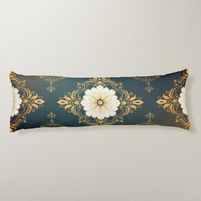 Cojín "Barockes Ornament-Muster in Gold und Schwarz" Dec (Reverso)