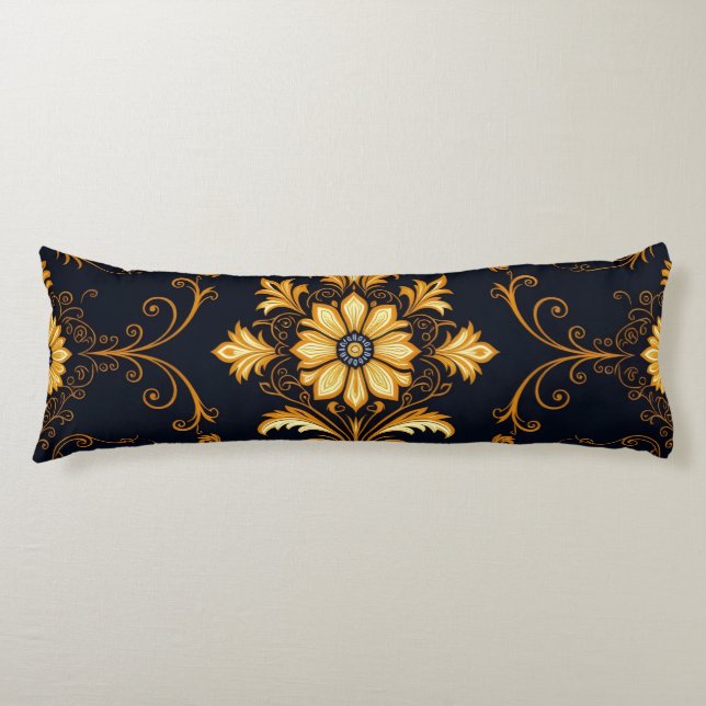 Cojín "Barockes Ornament-Muster in Gold und Schwarz" Dec (Anverso)