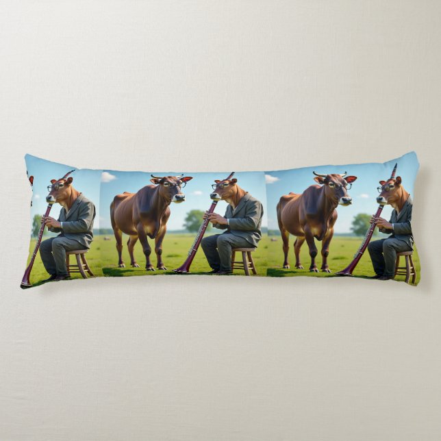 Cojín Bassoon Cow Duo Body Pillow – Whimsical Musical Il (Anverso)