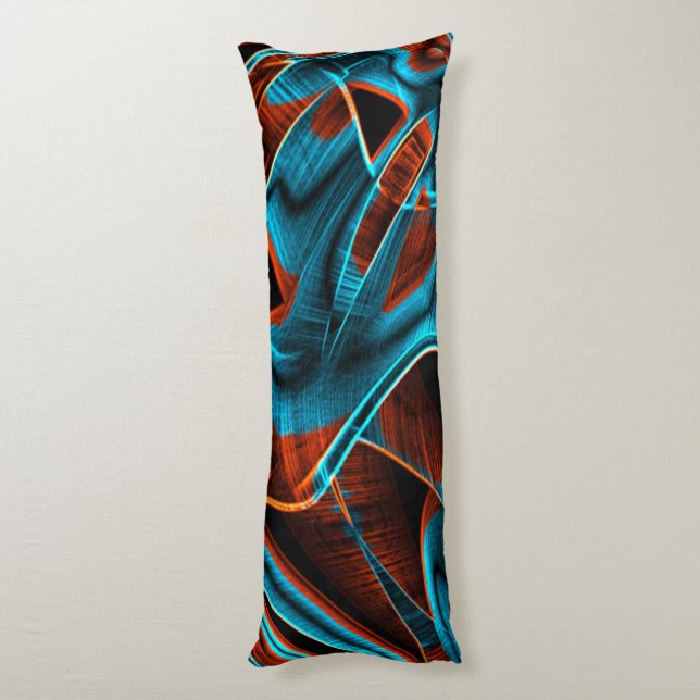 Cojín Bastante azul torcido y rojo quemado con ranuras (Atrás (Vertical))