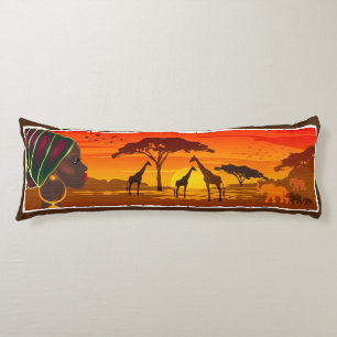 Cojín Batik Body Pillow Africa Savannah paisaje atardece
