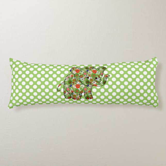 Cojín Bebé elefante floral de color lindo (Anverso)