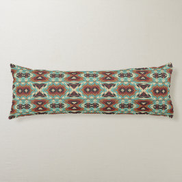 Cojín Beige Red Brown Aqua Blue Green Arte Tribal