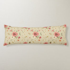Cojín Beige Vintage Floral Body Pillow for Bedroom