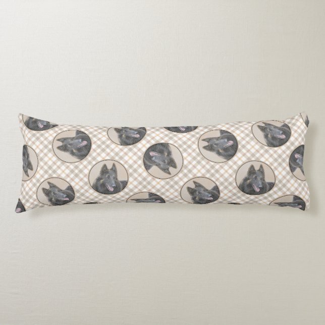 Cojín Belga Tervuren Shepherd Fawn Pintura de perro (Anverso)