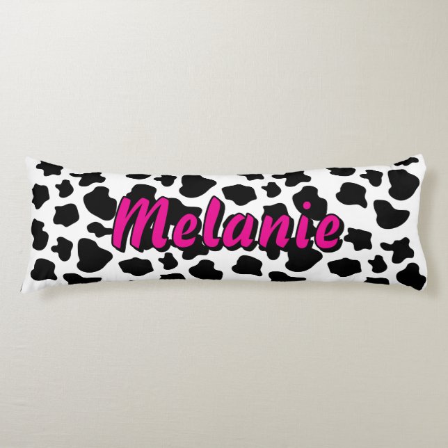 Cojín Black and white cow spots personalized (Anverso)