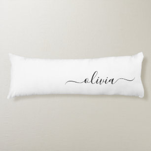 Cojín Black White Modern Script Girly Monograma Nombre
