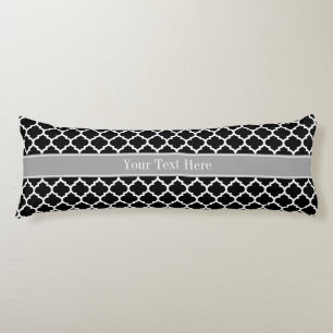 Cojín Blanco Negro Marroquí #5 Gris Oscuro Nombre Monogr