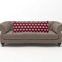 Bloom rosa rosado sobre patrón floral negro