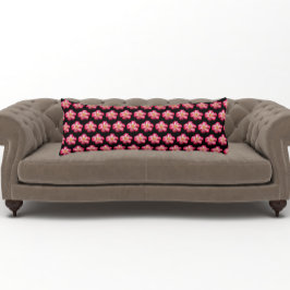 Cojín Bloom rosa rosado sobre patrón floral negro