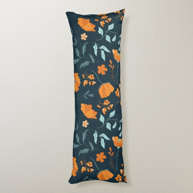 Cojín Blossom Bliss Naranja Pilar del cuerpo floral (Atrás (Vertical))