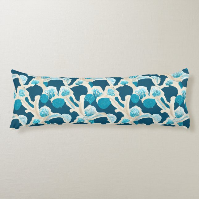 Cojín Blue Abstract Ocean Floor | Patrón costero (Anverso)