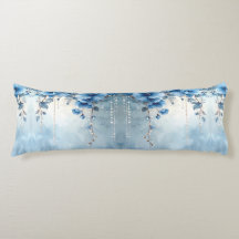 Blue Flowers and Pearls Body Pillow