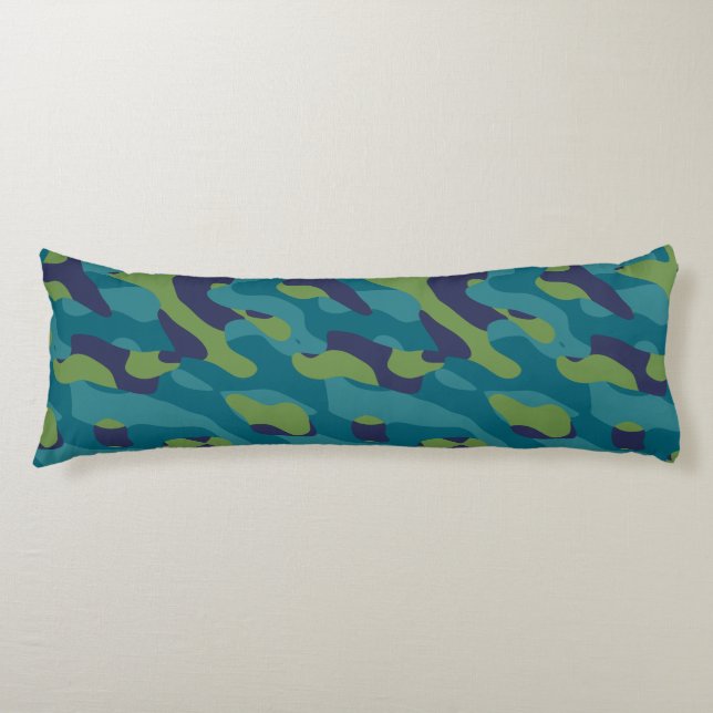 Cojín Blue Green and Teal Camo Abstract (Anverso)