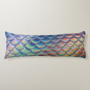 Cojín Blue Green Mermaid Fish Scales Holographic Trendy