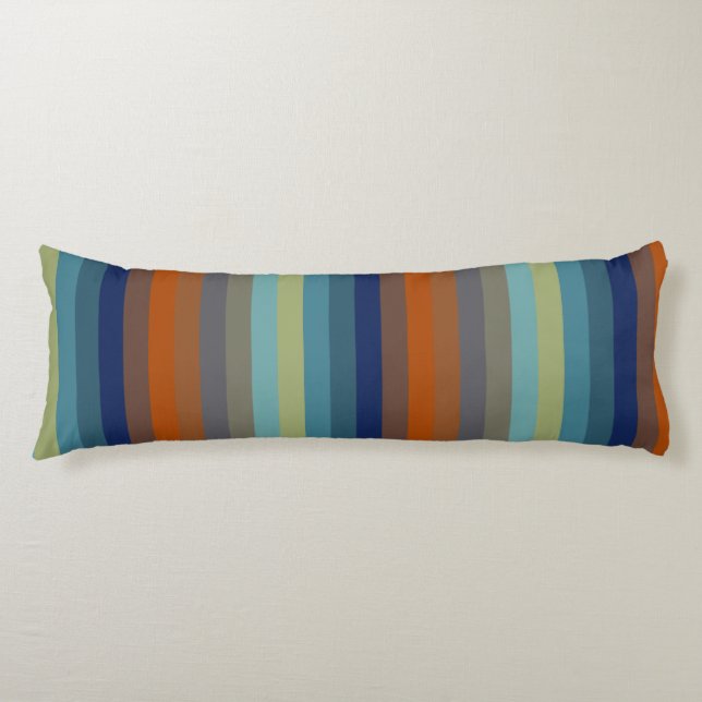 Cojín Blue, orange, green, yellow and gray stripes (Anverso)