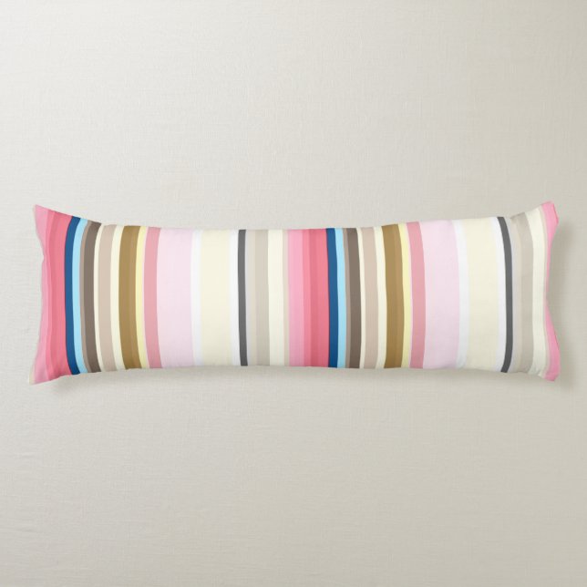 Cojín Blue, pink, almond and coffee stripes (Anverso)